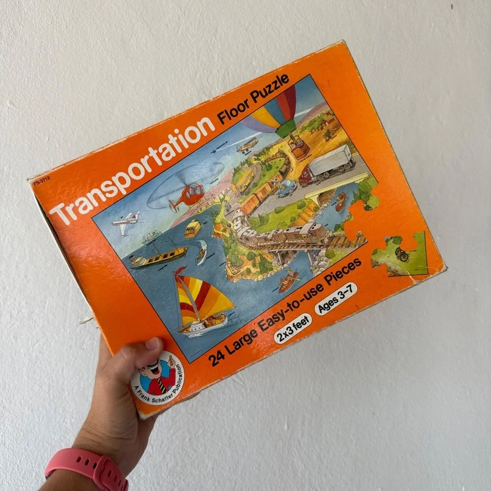Transportation Floor Puzzle 24 Pieces 2x3 Ft Vintage Educational 1 Piece Missing
